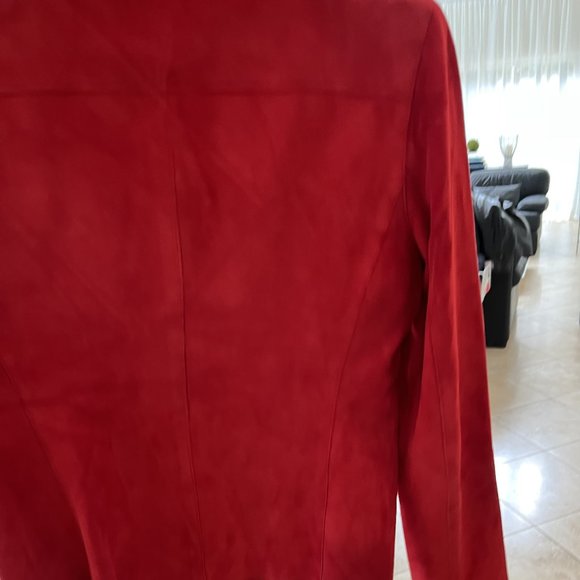 Elle Tahari Red Suede Jacket - Picture 7 of 12